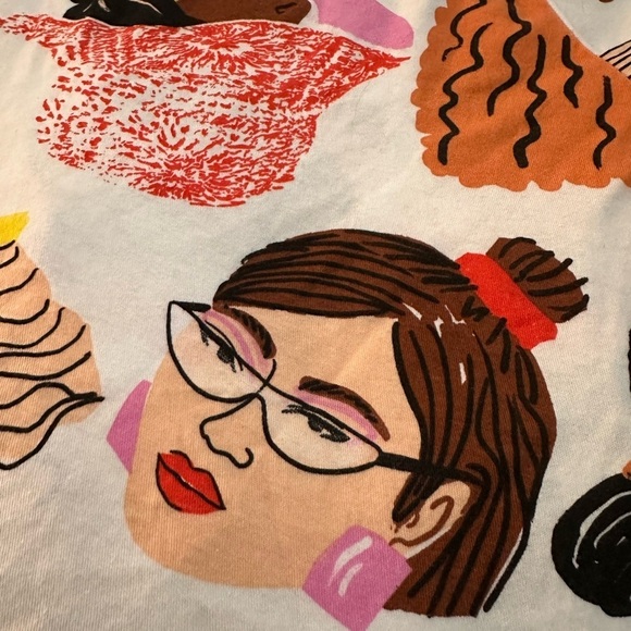 Zara Cropped Colorful Graphic Faces T-Shirt - Picture 2 of 7